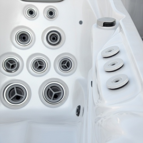 JACUZZI OGRODOWE WANNA SPA560 BIAŁA PERŁA OBUDOWA KAWA 220x220 CM