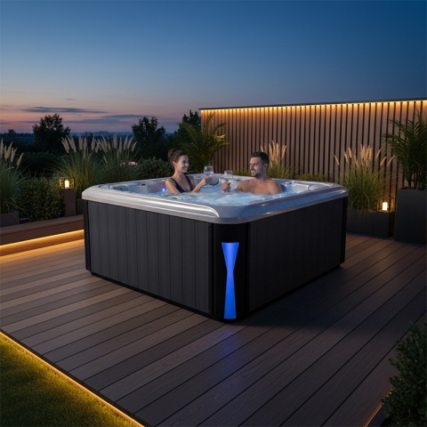 JACUZZI OGRODOWE WANNA SPA560 CAPPUCCINO OBUDOWA ANTRACYT 220x220 CM