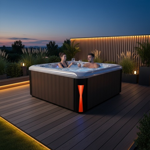 JACUZZI OGRODOWE WANNA SPA560 CAPPUCCINO OBUDOWA KAWA 220x220 CM