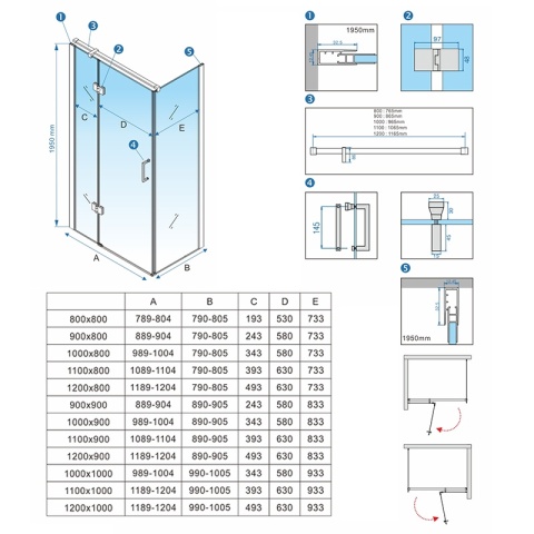 KABINA PRYSZNICOWA PROSTOKĄTNA Z-KZ03C-GL-BR-120X90 ZŁOTA SZCZOTKOWANA 120x90 CM