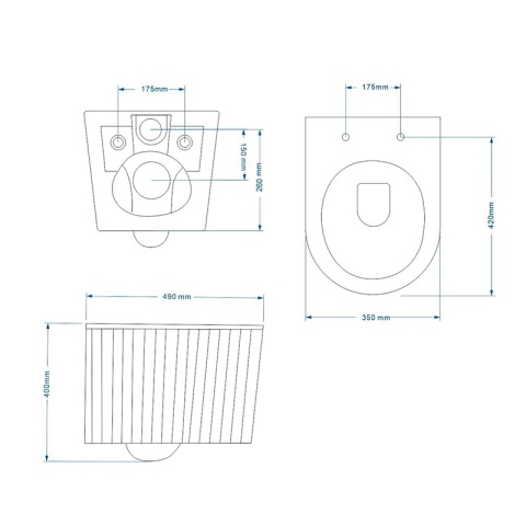 MISKA WC WISZĄCA RIMLESS RYFLOWANA LUMA-WH-RIM-03 BIAŁA DESKA WOLNOOPADAJĄCA DUROPLAST