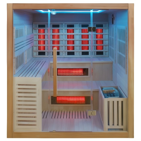 SAUNA KOMBO INFRARED/FIŃSKA HELSI1-NEW Z PIECEM 6kW 4-5 OSOBOWA 180x160 CM 2w1