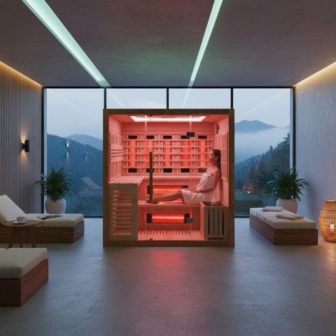SAUNA KOMBO INFRARED/FIŃSKA HELSI1-NEW Z PIECEM 6kW 4-5 OSOBOWA 180x160 CM 2w1