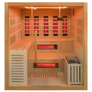 SAUNA KOMBO INFRARED/FIŃSKA HELSI1-NEW Z PIECEM 6kW 4-5 OSOBOWA 180x160 CM 2w1