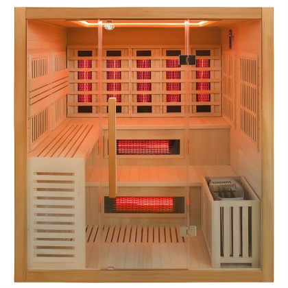 SAUNA KOMBO INFRARED/FIŃSKA HELSI1-NEW Z PIECEM 6kW 4-5 OSOBOWA 180x160 CM 2w1