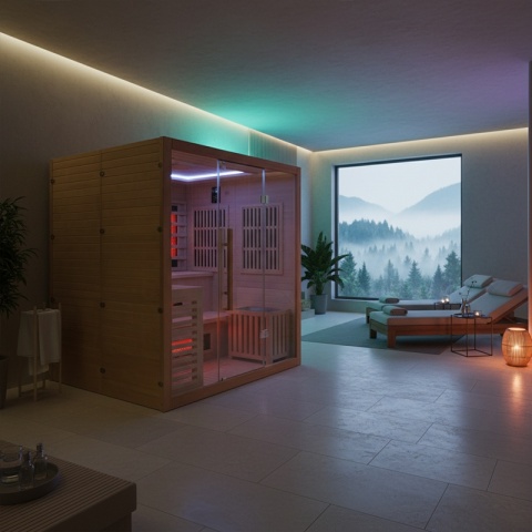 SAUNA KOMBO INFRARED/FIŃSKA HELSI1-NEW Z PIECEM 6kW 4-5 OSOBOWA 180x160 CM 2w1