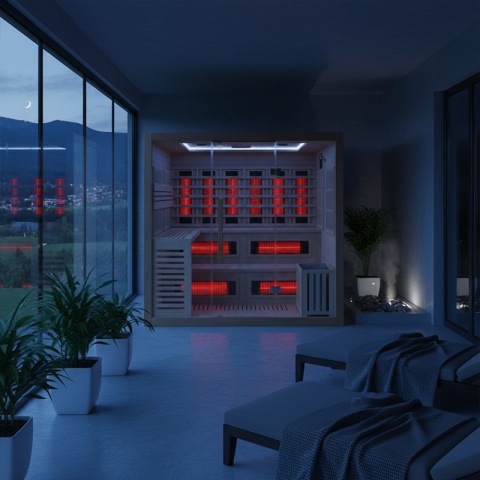 SAUNA KOMBO INFRARED/FIŃSKA HELSI2 Z PIECEM 8kW 5-6 OSOBOWA 200x160 CM 2w1