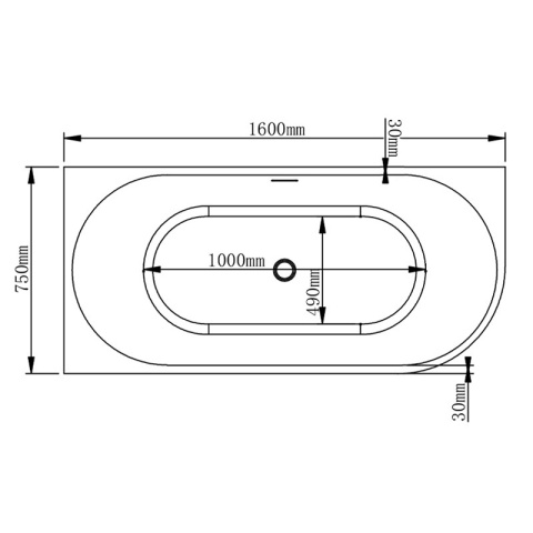WANNA WOLNOSTOJĄCA PRZYŚCIENNA MERA2-509C2-L-P-GL LEWA BIAŁA PRZELEW ZŁOTY 160x75 CM