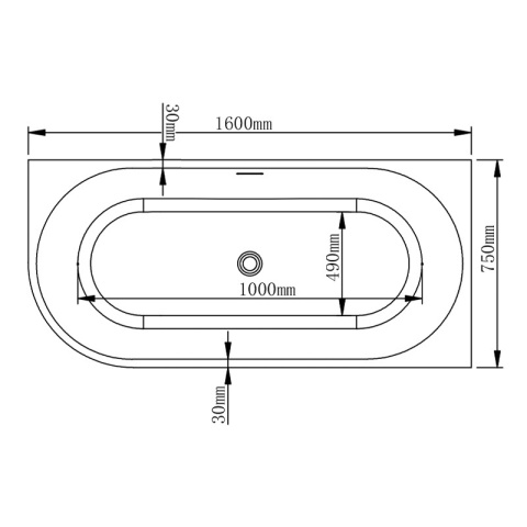 WANNA WOLNOSTOJĄCA PRZYŚCIENNA MERA2-509C2-R-P-GLBR PRAWA BIAŁA PRZELEW ZŁOTY SZCZOTKOWANY 160x75 CM
