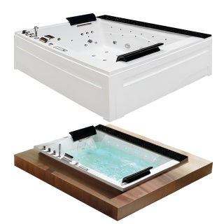 WANNA Z HYDROMASAŻEM KALAMBO 914 Z OBUDOWĄ CZARNA 190x150 CM