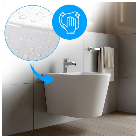 BIDET ŁAZIENKOWY PODWIESZANY WISZĄCY CERAMICZNY OWALNY BIAŁY BID-PRIMA-WH 49 CM