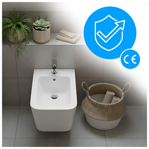 BIDET ŁAZIENKOWY PODWIESZANY WISZĄCY CERAMICZNY PROSTOKĄTNY BIAŁY BID-RAIN-WH 52 CM