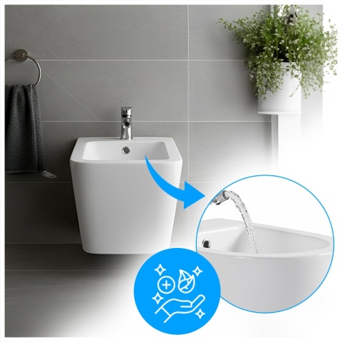 BIDET ŁAZIENKOWY PODWIESZANY WISZĄCY CERAMICZNY PROSTOKĄTNY BIAŁY BID-RAIN-WH 52 CM