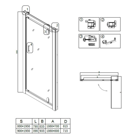 DRZWI PRYSZNICOWE ZOE CHROM 90 CM 6 MM
