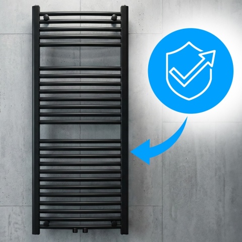 GRZEJNIK ŁAZIENKOWY ŚCIENNY PIONOWY WODNY DRABINKA 120x50 GAMA-BL-2 CZARNY