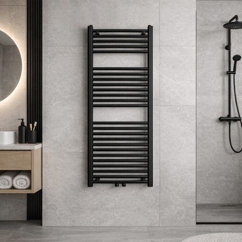 GRZEJNIK ŁAZIENKOWY ŚCIENNY PIONOWY WODNY DRABINKA 120x50 GAMA-BL-2 CZARNY