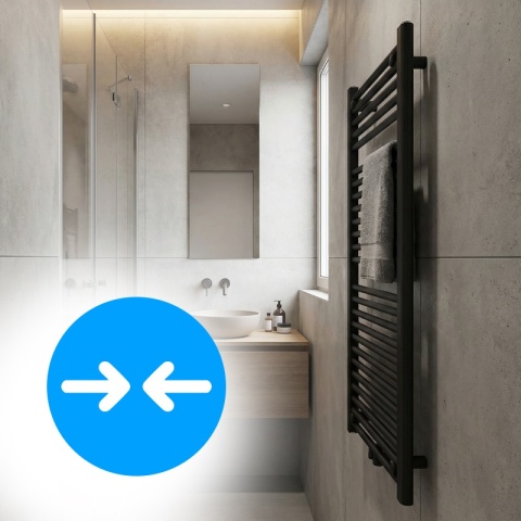 GRZEJNIK ŁAZIENKOWY ŚCIENNY PIONOWY WODNY DRABINKA 120x50 GAMA-BL-2 CZARNY