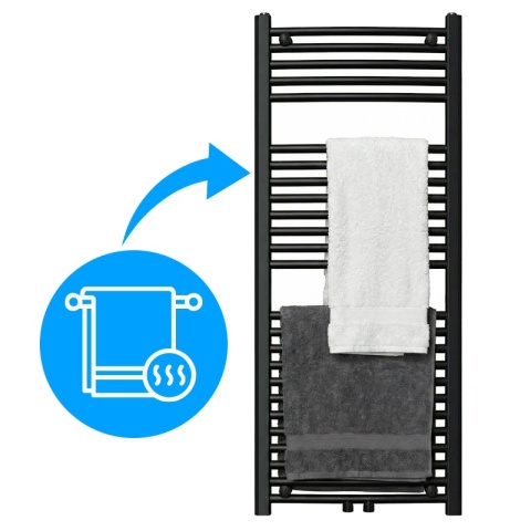 GRZEJNIK ŁAZIENKOWY ŚCIENNY PIONOWY WODNY DRABINKA 120x50 GAMA-BL-2 CZARNY