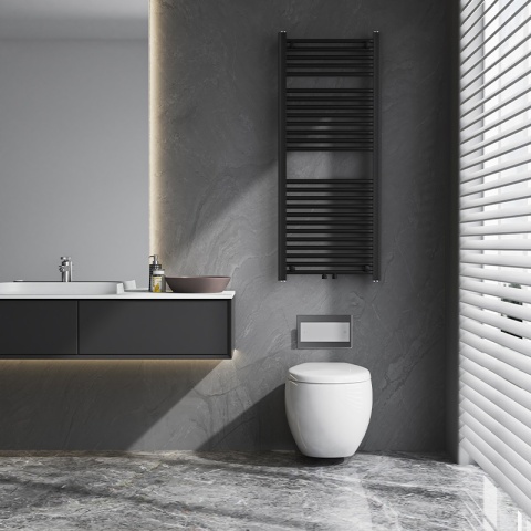 GRZEJNIK ŁAZIENKOWY ŚCIENNY PIONOWY WODNY DRABINKA 120x50 GAMA-BL-2 CZARNY