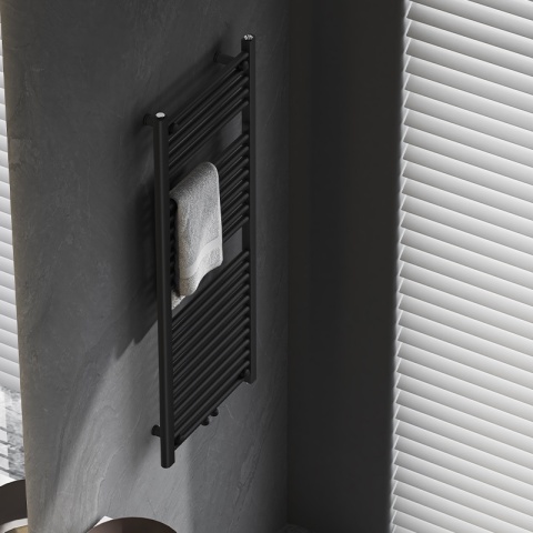 GRZEJNIK ŁAZIENKOWY ŚCIENNY PIONOWY WODNY DRABINKA 120x50 GAMA-BL-2 CZARNY