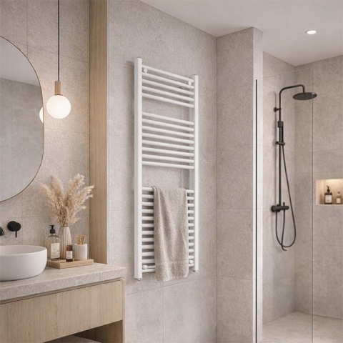 GRZEJNIK ŁAZIENKOWY ŚCIENNY PIONOWY WODNY DRABINKA 120x50 GAMA-WH-2 BIAŁY