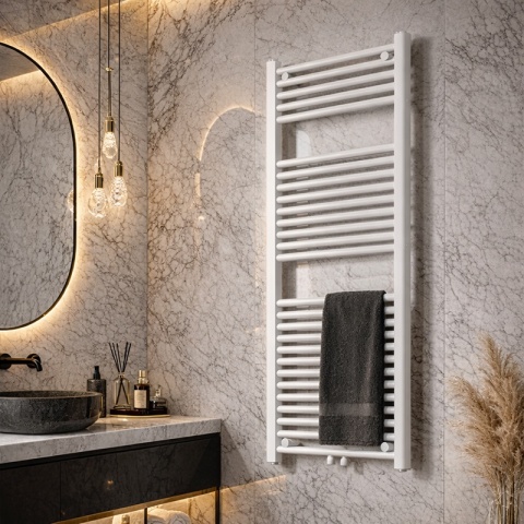 GRZEJNIK ŁAZIENKOWY ŚCIENNY PIONOWY WODNY DRABINKA 120x50 GAMA-WH-2 BIAŁY