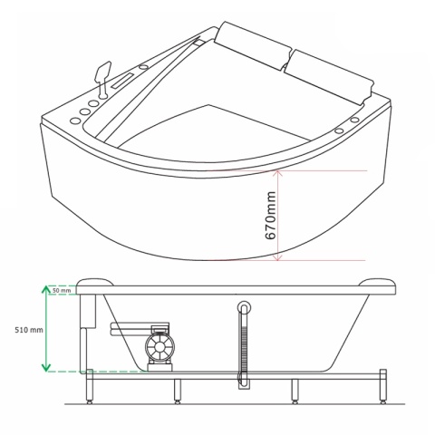 HYDROSAN WANNA Z HYDROMASAŻEM INGA BIAŁA 150x150 CM INGA