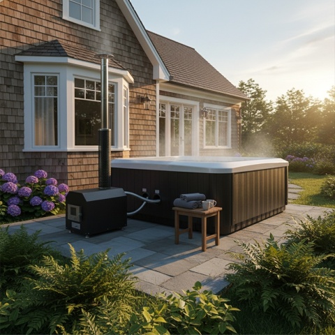 JACUZZI OGRODOWE WANNA HYBRYDOWA BALIA OGRODOWA SPA521W BIAŁA PERŁA OBUDOWA ANTRACYT 230X230 CM