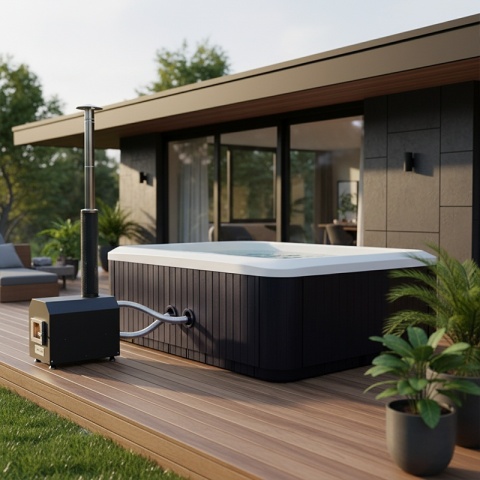 JACUZZI OGRODOWE WANNA HYBRYDOWA BALIA OGRODOWA SPA521W BIAŁA PERŁA OBUDOWA ANTRACYT 230X230 CM