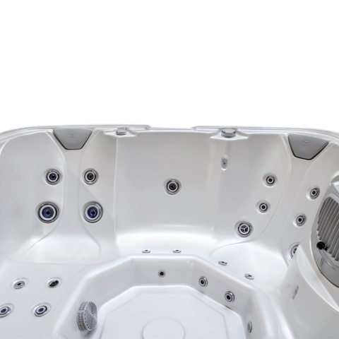 JACUZZI OGRODOWE WANNA HYBRYDOWA BALIA OGRODOWA SPA521W BIAŁA PERŁA OBUDOWA KAWA 230X230 CM