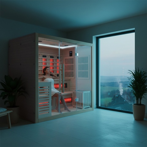 SAUNA KOMBO INFRARED/FIŃSKA HELSI2 Z PIECEM 8kW 5-6 OSOBOWA 200x160 CM 2w1