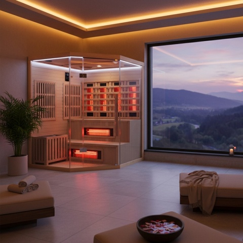 SAUNA KOMBO INFRARED/FIŃSKA MOSS1 Z PIECEM 6kW 4-5 OSOBOWA 150x150 CM 2w1