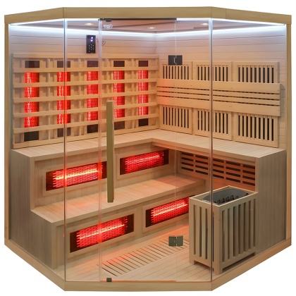 SAUNA KOMBO INFRARED/FIŃSKA MOSS2 Z PIECEM 8kW 5-6 OSOBOWA 200x200 CM 2w1