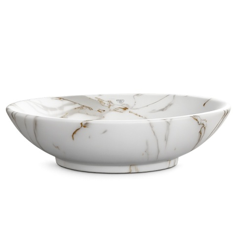 UMYWALKA NABLATOWA CERAMICZNA OWALNA LUMO-MAR1-530 BIAŁY MARMUR MAT 53x33 CM