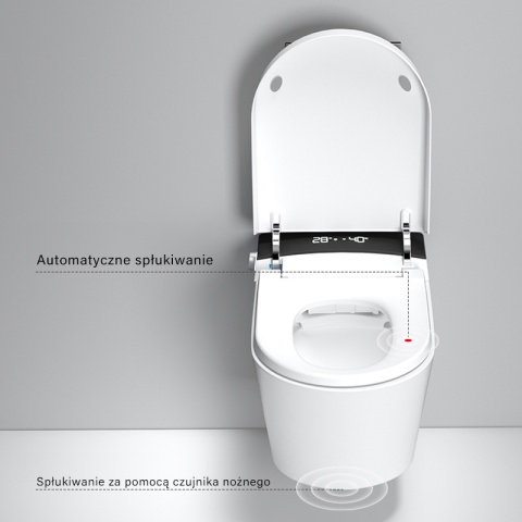 ZESTAW PODTYNKOWY WC STELAŻ MISA MYJĄCA SMART UV PODGRZEWANA DESKA CZARNY PRZYCISK TOALETA AUTOMATYCZNA DROP-WH