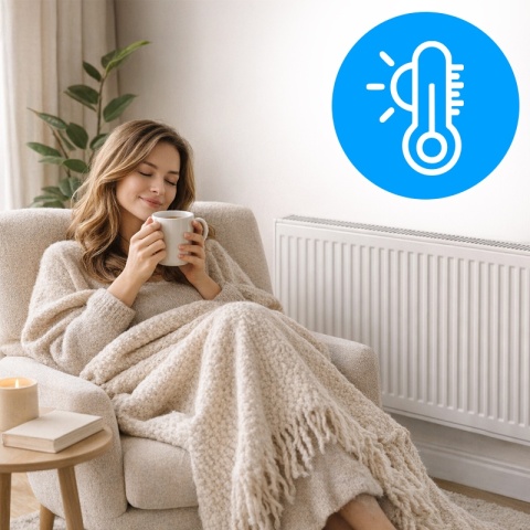 GRZEJNIK PŁYTOWY STALOWY ŚCIENNY PANELOWY CO TYP 22 PODŁĄCZENIE BOCZNE 60x100 CALOR-WH-2 BIAŁY