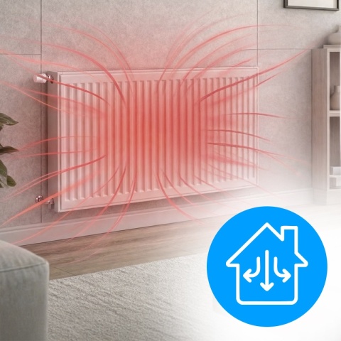 GRZEJNIK PŁYTOWY STALOWY ŚCIENNY PANELOWY CO TYP 22 PODŁĄCZENIE BOCZNE 60x100 CALOR-WH-2 BIAŁY