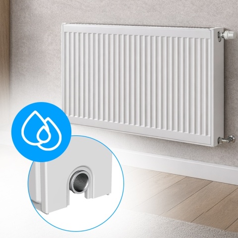 GRZEJNIK PŁYTOWY STALOWY ŚCIENNY PANELOWY CO TYP 22 PODŁĄCZENIE BOCZNE 60x100 CALOR-WH-2 BIAŁY