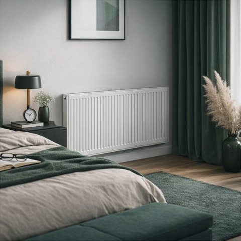 GRZEJNIK PŁYTOWY STALOWY ŚCIENNY PANELOWY CO TYP 22 PODŁĄCZENIE BOCZNE 60x120 CALOR-WH-3 BIAŁY