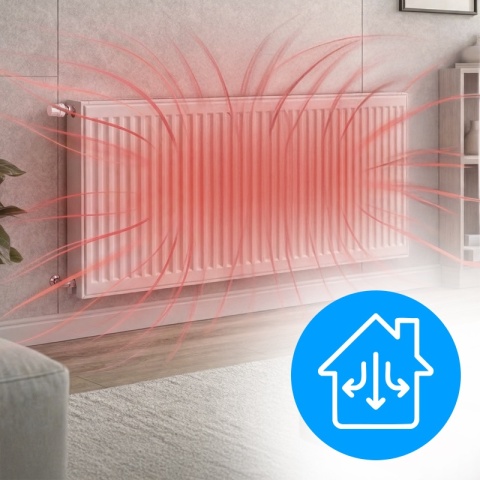 GRZEJNIK PŁYTOWY STALOWY ŚCIENNY PANELOWY CO TYP 22 PODŁĄCZENIE BOCZNE 60x120 CALOR-WH-3 BIAŁY