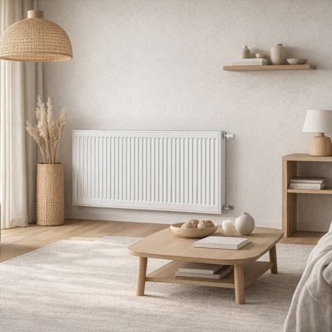 GRZEJNIK PŁYTOWY STALOWY ŚCIENNY PANELOWY CO TYP 22 PODŁĄCZENIE BOCZNE 60x120 CALOR-WH-3 BIAŁY