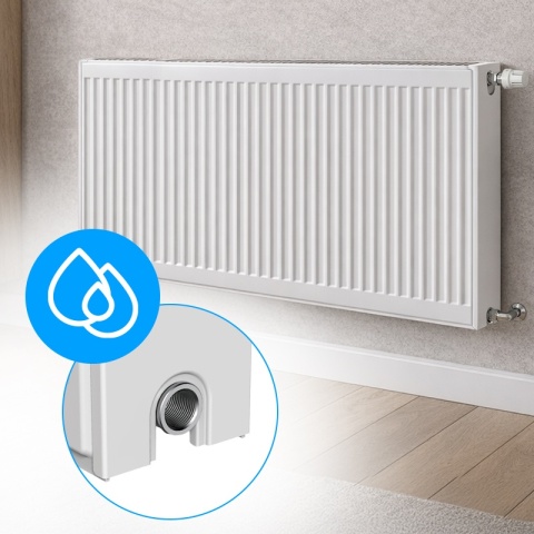 GRZEJNIK PŁYTOWY STALOWY ŚCIENNY PANELOWY CO TYP 22 PODŁĄCZENIE BOCZNE 60x120 CALOR-WH-3 BIAŁY