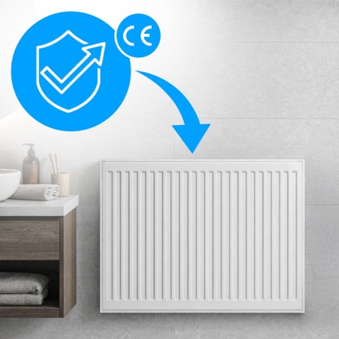 GRZEJNIK PŁYTOWY STALOWY ŚCIENNY PANELOWY CO TYP 22 PODŁĄCZENIE BOCZNE 60x80 CALOR-WH-1 BIAŁY