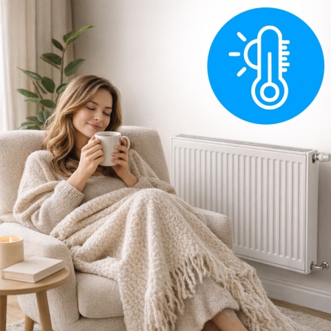 GRZEJNIK PŁYTOWY STALOWY ŚCIENNY PANELOWY CO TYP 22 PODŁĄCZENIE BOCZNE 60x80 CALOR-WH-1 BIAŁY