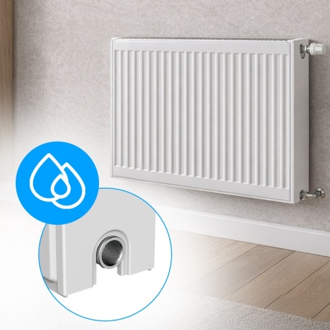 GRZEJNIK PŁYTOWY STALOWY ŚCIENNY PANELOWY CO TYP 22 PODŁĄCZENIE BOCZNE 60x80 CALOR-WH-1 BIAŁY