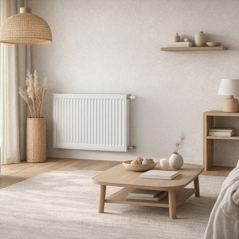 GRZEJNIK PŁYTOWY STALOWY ŚCIENNY PANELOWY CO TYP 22 PODŁĄCZENIE BOCZNE 60x80 CALOR-WH-1 BIAŁY