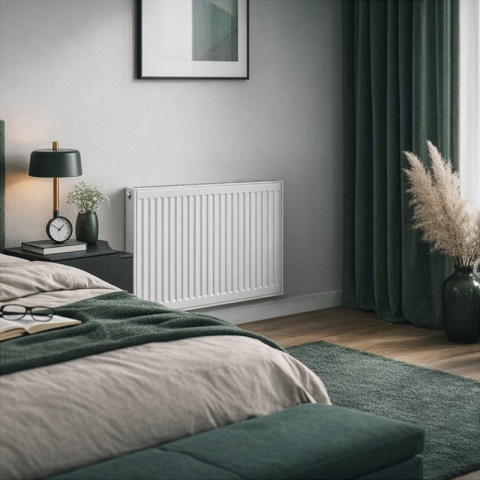 GRZEJNIK PŁYTOWY STALOWY ŚCIENNY PANELOWY CO TYP 22 PODŁĄCZENIE BOCZNE 60x80 CALOR-WH-1 BIAŁY