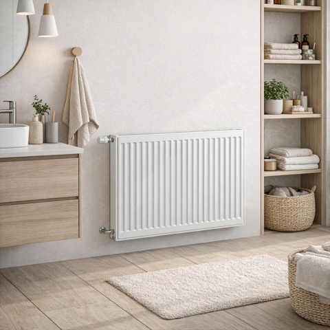 GRZEJNIK PŁYTOWY STALOWY ŚCIENNY PANELOWY CO TYP 22 PODŁĄCZENIE BOCZNE 60x80 CALOR-WH-1 BIAŁY