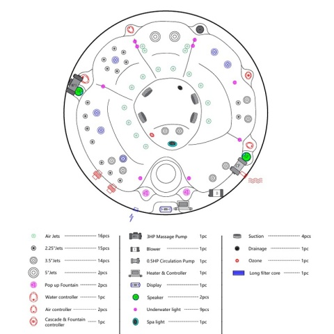 JACUZZI OGRODOWE WANNA HYBRYDOWA BALIA OGRODOWA SPA580W BIAŁA PERŁA OBUDOWA ANTRACYT 200X200 CM