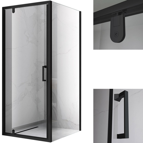 KABINA PRYSZNICOWA KWADRATOWA KZ04B CZARNA 80x80 CM 6 MM